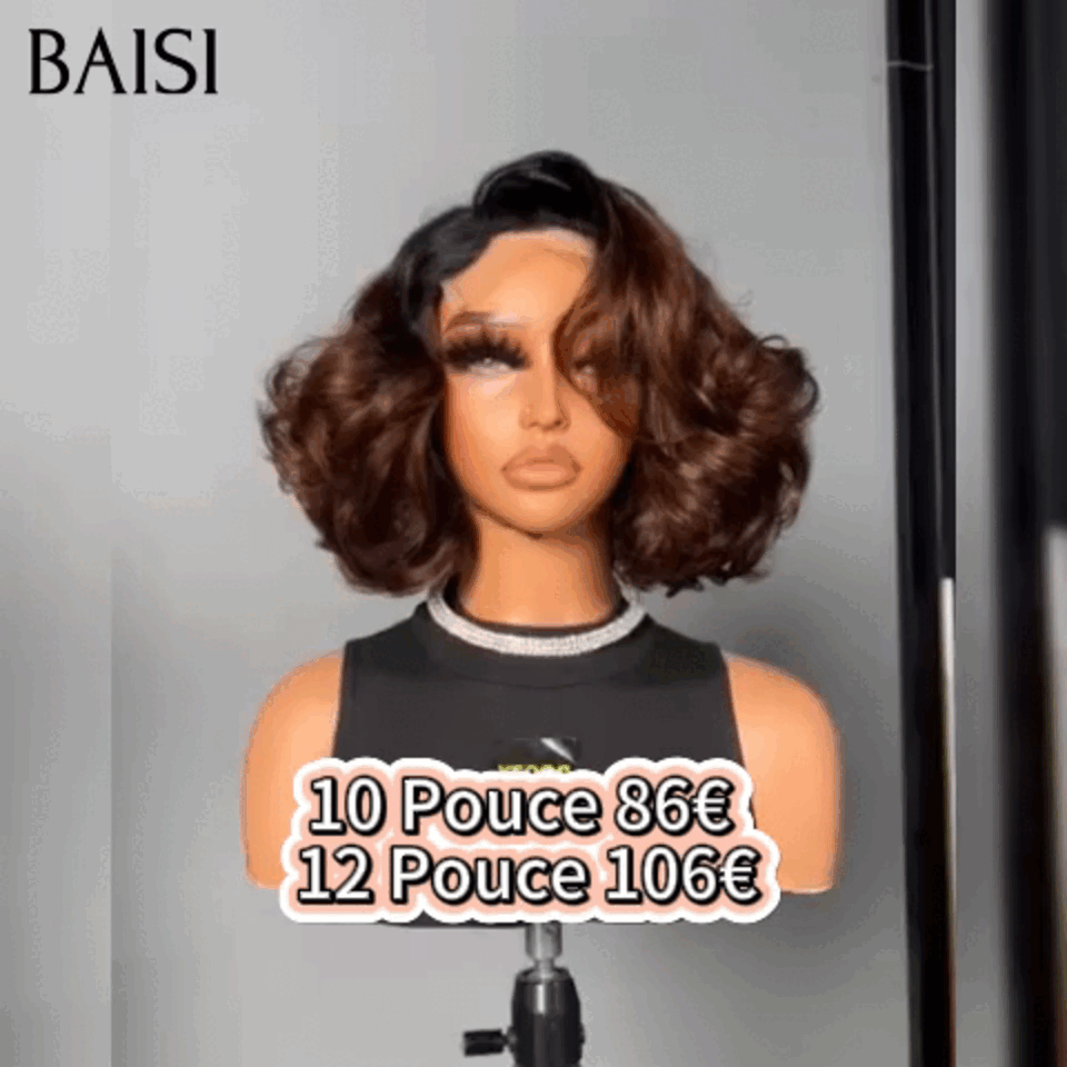 BAISI 4X4 lace Perruque Bouclée Egg Wave Couleurs Marron 1BT4# 10 Pouces 86€ en 100% Cheveux Humains F-025 FR38