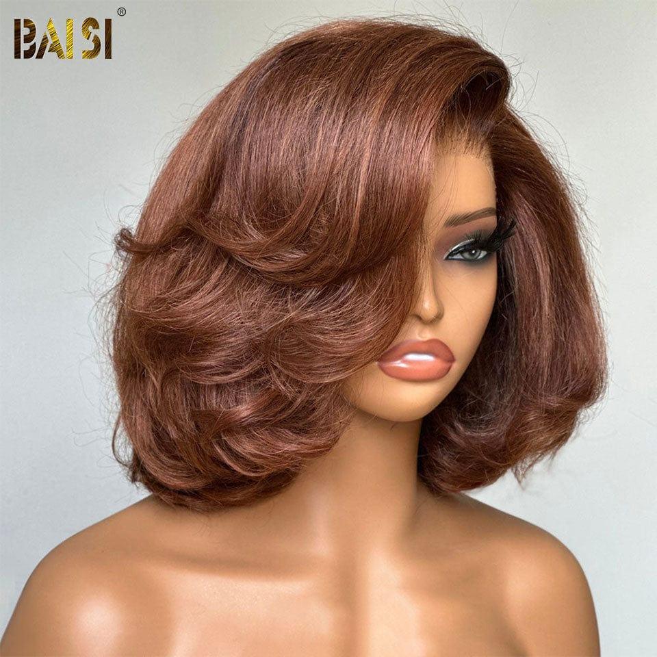 BAISI lace closure 10 pouces 84€ ou 13x4 Lace Frontal Perruque Coupe personnalisée 12 pouces en Marron 4# Vietnam Hair 300% densité plus de 20 ans d' utilisations FR38