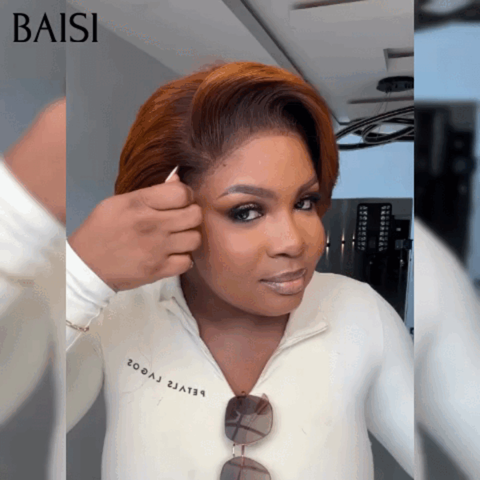 BAISI  Perruque  Bouclée Deep Wave avec Frange 12 Pouces en Couleur noir 102€ ou 13X4 lisse marron 89€ En 100% Vrais Cheveux Humais Code : BS120