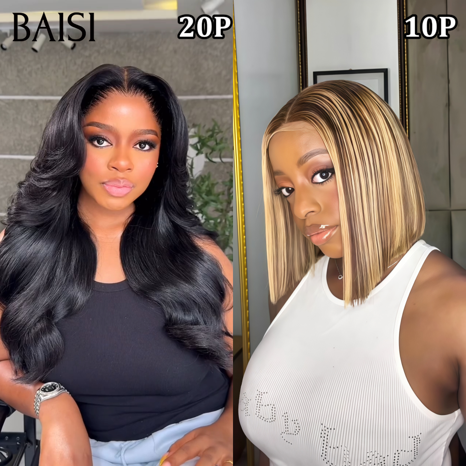BAISI Lot de 2 perruques en 100% vrais cheveux humains 178 euro Tpart lace afro curly et 4X4 lace curly wave