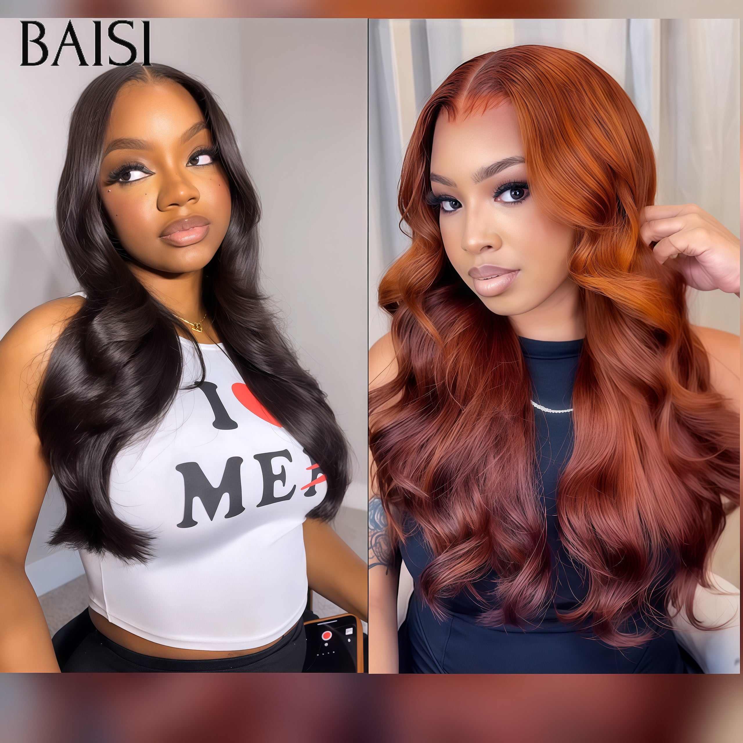 BAISI 2 parrucche 179€ 13x4 lace frontal Body wave NERO o Misto arancione in 100% capelli umani Codice: FR20