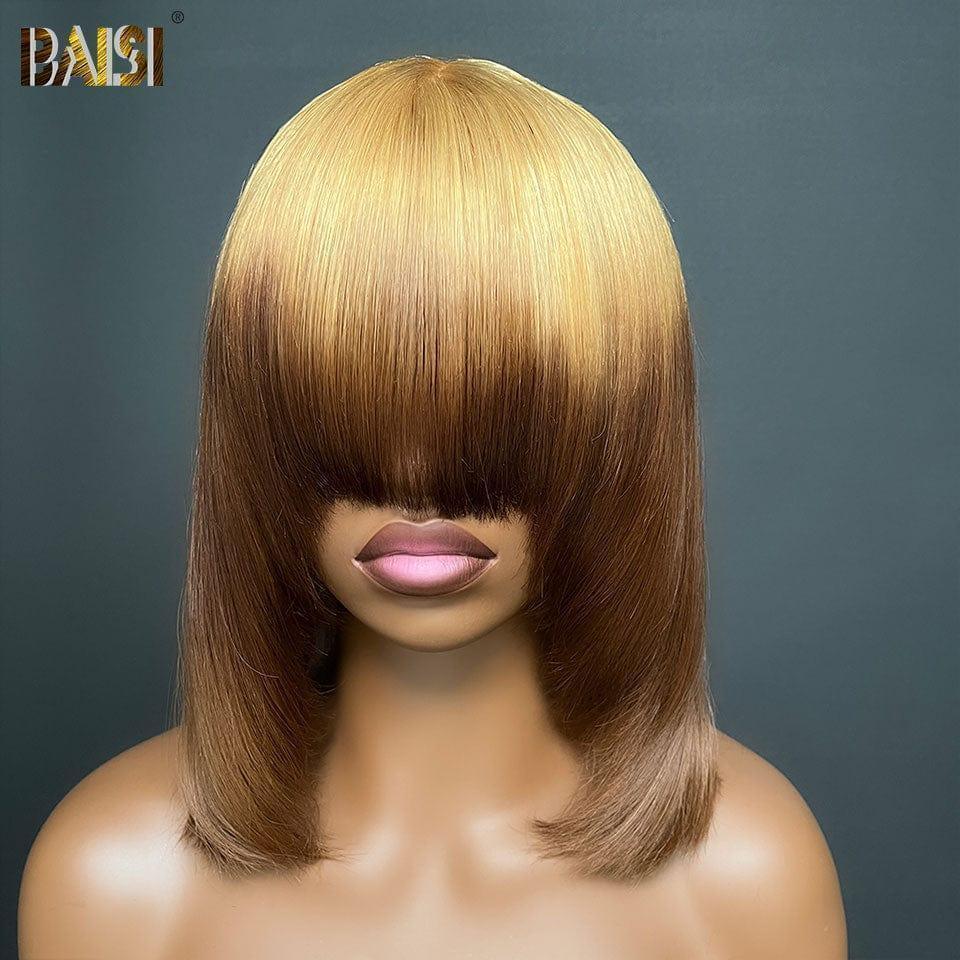 BAISI Peruca lisa COM FRANJA 100€ na cor castanho com raiz mel 27#T4# densidade 300% mais de 20 anos de utilização
