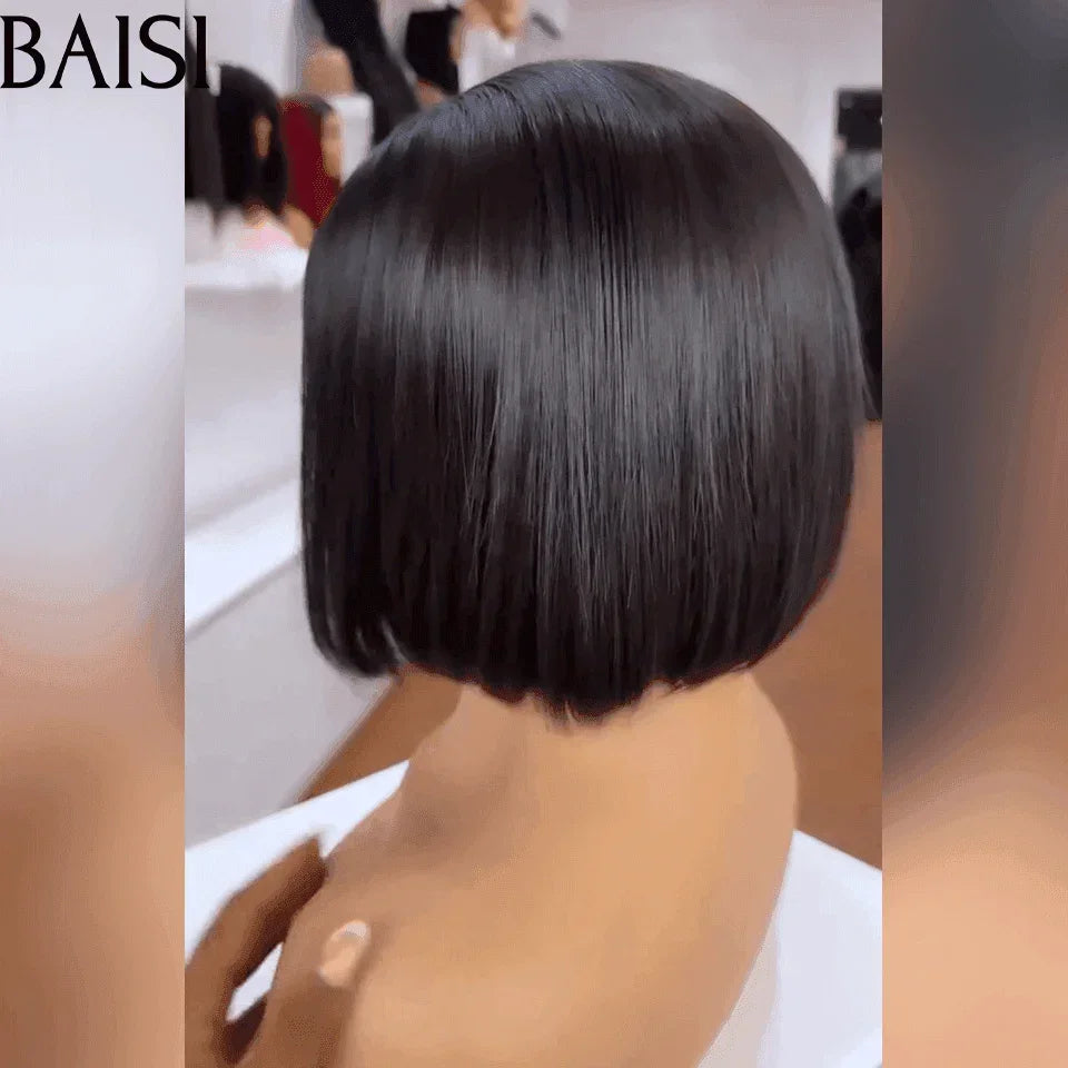 BAISI Offre Flash Bob lisse Avec Frange Perruques de Luxe 100% Vietnam Hair SDD BONE STRAIGHT 300% densité A1 Fabriquées par les cheveux double drawn 15A sans Lace sans colle FR38