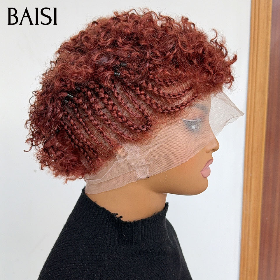 BAISI Full Lace Perruque Afro Curly Déja Coiffée Couleur Orange Dentelle Pleine 178€ Natter Look Authentique en 100% Cheveux humains