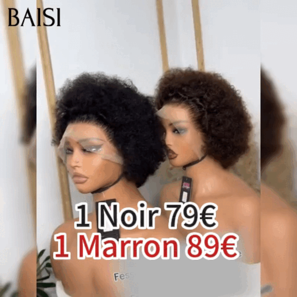 BAISI 13X4 Pizzo Parrucche Grande Promo arrivo pixie corte afro riccia Marrone #4 100% Capelli Umani