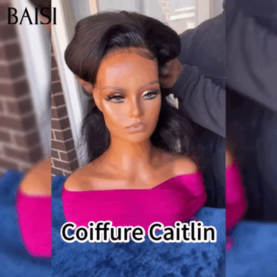 BAISI Coiffure de luxe Caitlin Perruques Mariage noir Prête à porter chignon et personalisation comme sur la vidéo 100% identique avec lace frontale événement spécial
