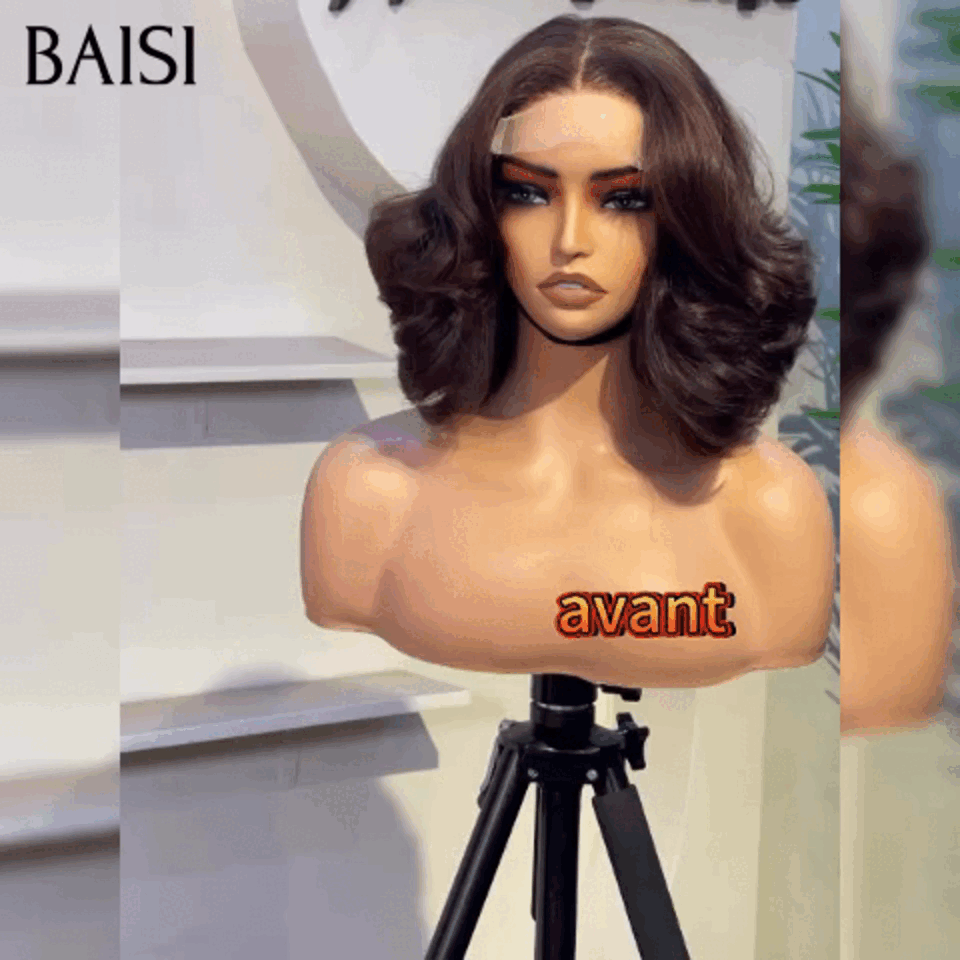 BAISI  13X4 lace perruque marron mixte orange 4#350# 85€ ou 5X5 lace Marron 300% densité 165€ Moitié Prix  BOUCLÉE CURLY wave 10 Pouces 100% Cheveux Vierges MP50