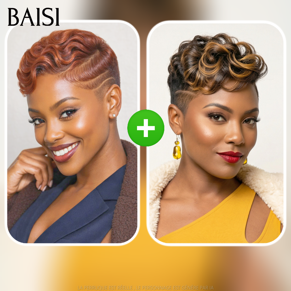 BAISI 100% Le Même Achetez 1+ 1 Gratuite = 84€ pixie orange et miel en 100% vrais cheveux humains