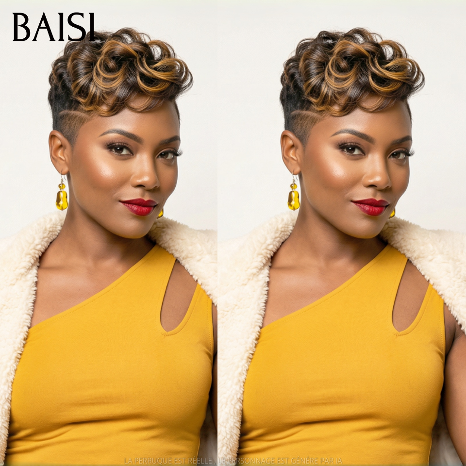 BAISI 100% Le Même Achetez 1+ 1 Gratuite = 84€ pixie orange et miel en 100% vrais cheveux humains