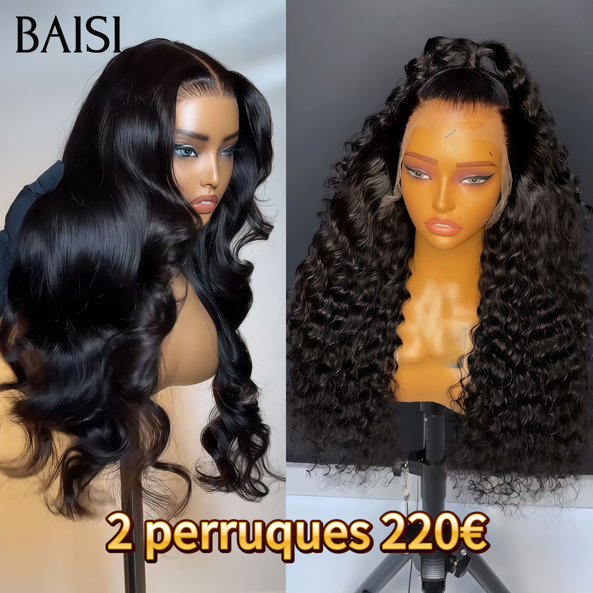 BAISI vendita lampo 2 Parrucche da rivendere 22 Pollici 13x4 lace riccio ondulato e 4x4 lace closure Body wave in 100% veri capelli umani