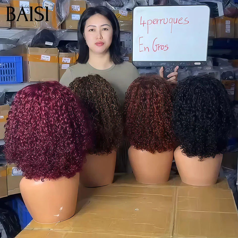 BAISI 4X4 lace Perruques 250% densité 12 pouces water Wave en 4 Couleurs 330€ en 100% Cheveux Humains
