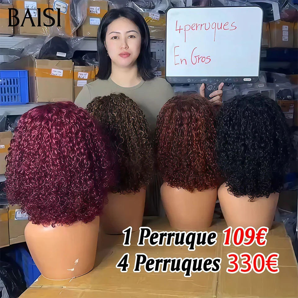 BAISI 4X4 lace Perruques 250% densité 12 pouces water Wave en 4 Couleurs 330€ en 100% Cheveux Humains