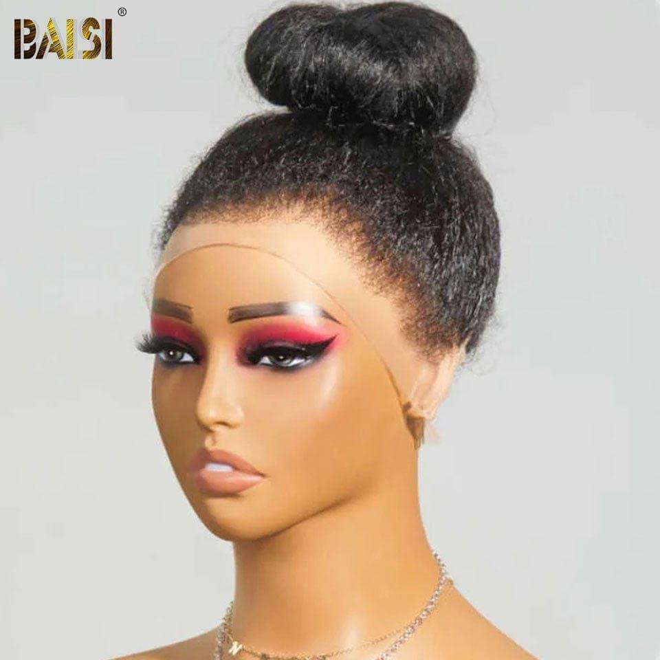 BAISI 360 lace perruque Kinky Straight en haut de gamme avec les Baby Hair naturel 100% vrais cheveux humains 4C Hairline
