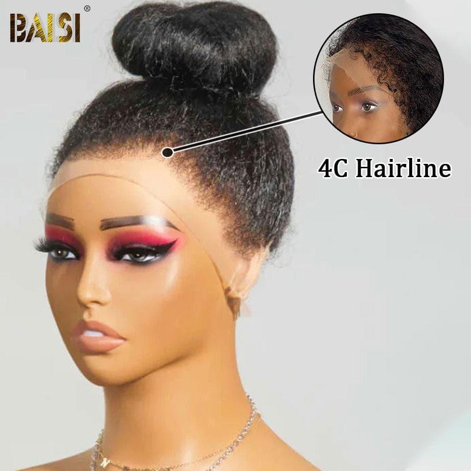 BAISI 360 lace perruque Kinky Straight en haut de gamme avec les Baby Hair naturel 100% vrais cheveux humains 4C Hairline