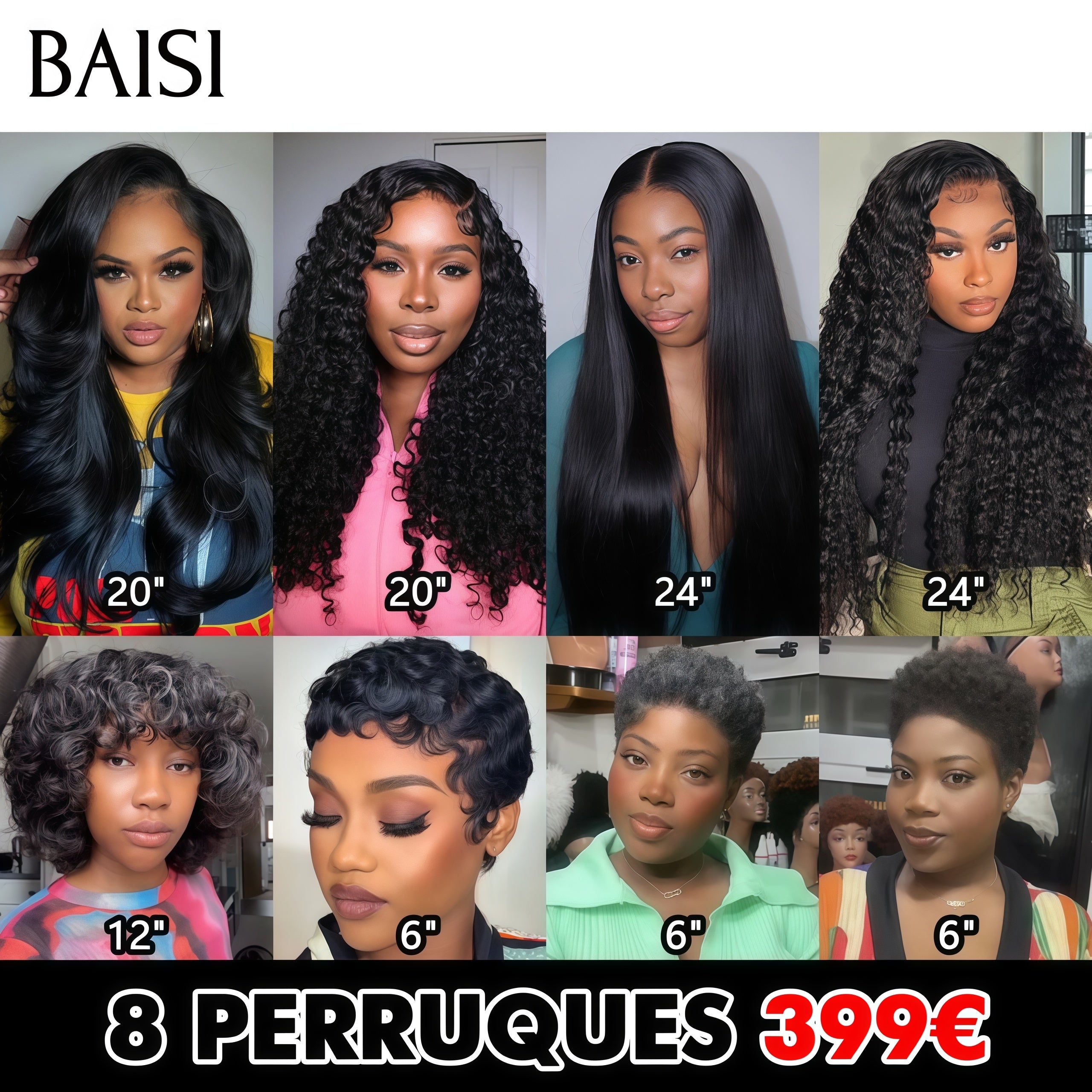 BAISI Pixie curl 58€ ou pixie Lisse et BOB bordeau ou curly wave et Body wave 100% vrais cheveux humains
