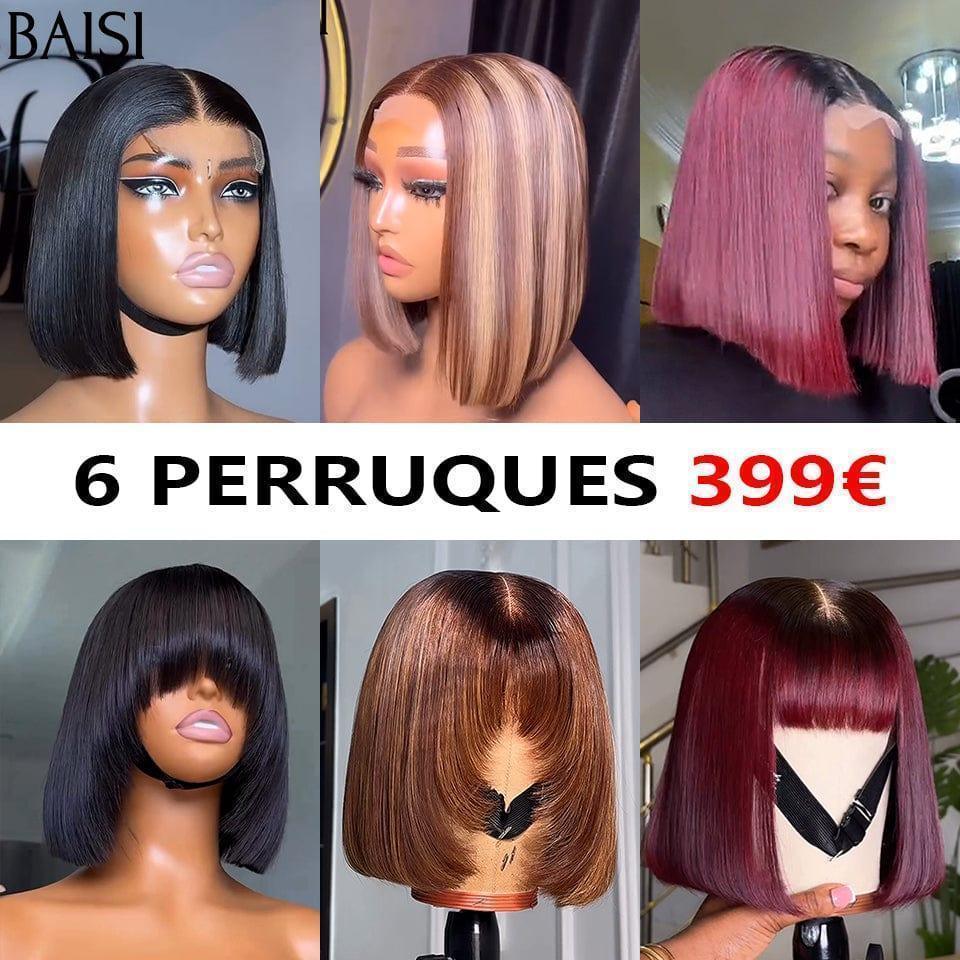 BAISI Lot de 6 perruques bob en 100% VIETNAM HAIR vrais cheveux humains  399 euro