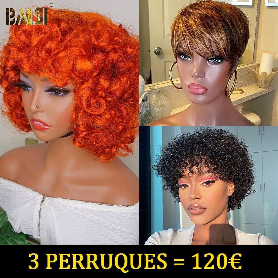 BAISI  4X4 lace Bordeau 69€ 10 Pouces ou NOIR 79€ 12 Pouces Lot de perruque 120€ en 100% cheveux humains de bonne qualité au prix abordable