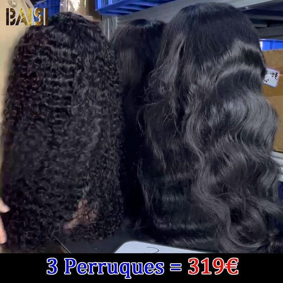 BAISI Conjunto de 3 perucas lace 4X4 18 polegadas 319 euro ou 3 perucas 4X4 curly wave e 2X6 lisas 320 euro em 100% cabelo humano verdadeiro