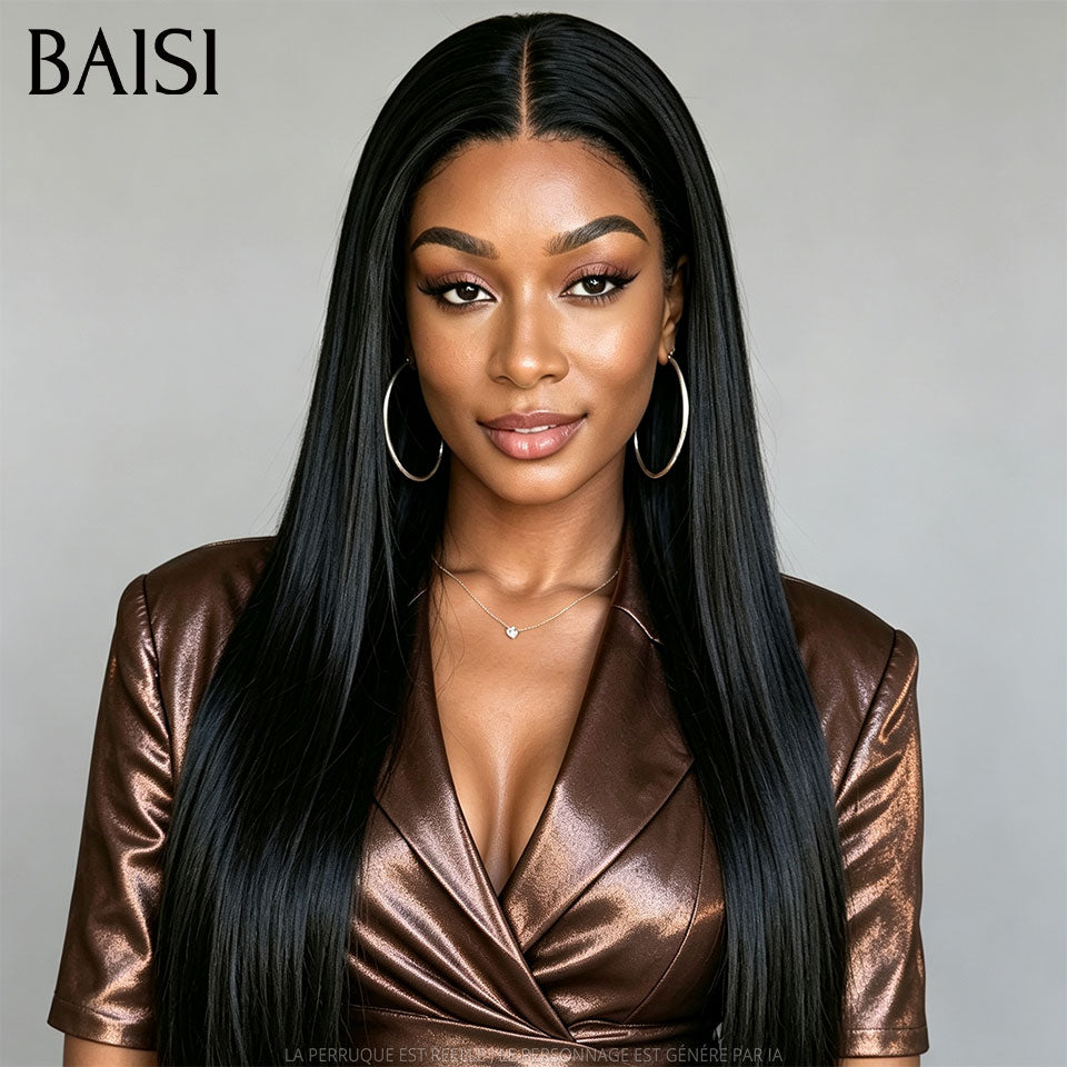 BAISI 2 Perruques 100% Raw Hair Noir Lisse + Curly 24 pouces et/ou 30pouces  Très Longues 200% densité Qualité Top Grade en 100% Cheveux Humains Reçu 48H TVA 0€
