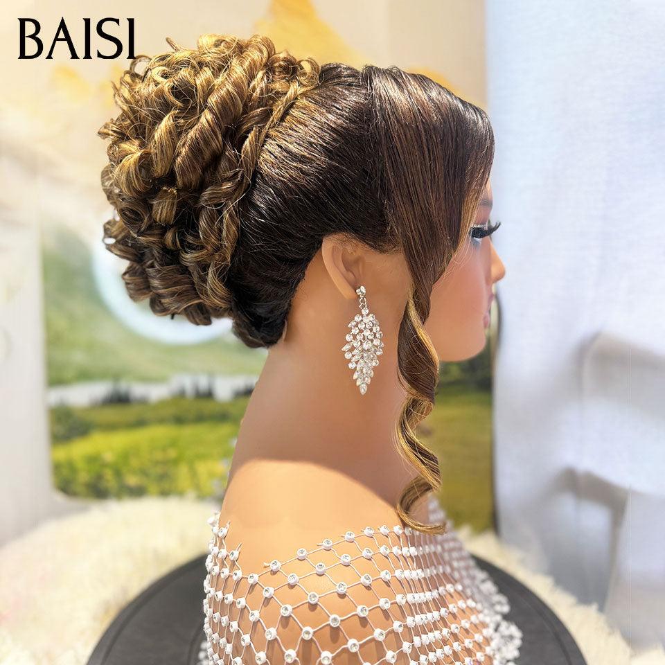 BAISI Coiffure de luxe Josephine Perruques Mariage Prête à porter chignon et personalisation comme sur la vidéo 100% identique avec lace frontale pour mariage ou événement spécial en couleur 1BT27#