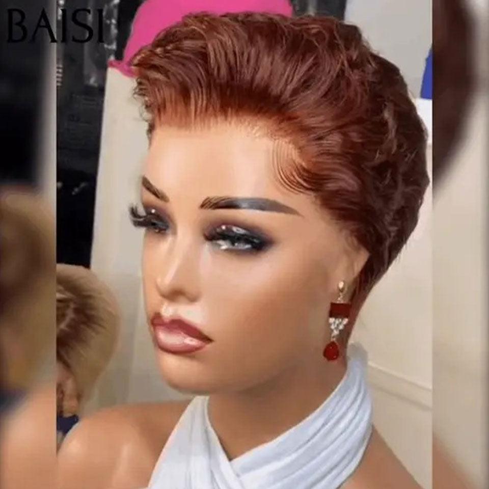 BAISI 3 perruques au choix 120€ ajouter dans le panier un par un au prix d'usine fournisseur coiffure Personnalisée boucle sans colle ou 13X4 lace 9 différentes types de perruques pixie vente en gros pour revendre  (Pas Besoin de Code)