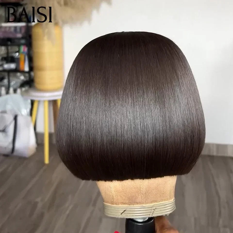 BAISI Offerta Flash 100% capelli Vietnam SDD BONE STRAIGHT 2X6 Parrucca BOB in pizzo Nero Dritto 8 pollici € 69 Densità 300% VIP100
