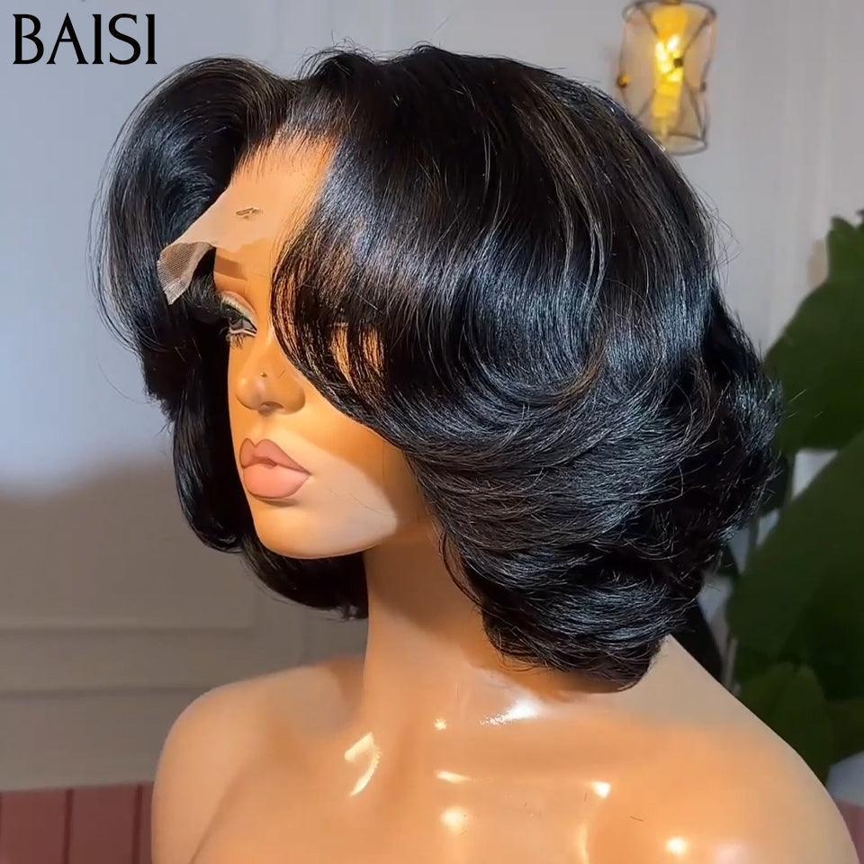 Parrucche corpo rimbalzante BAISI 5X5 10 pollici € 105 Riccioli voluminosi neri tagliati su misura Capelli Vietnam Densità del 300% oltre 20 anni di utilizzo
