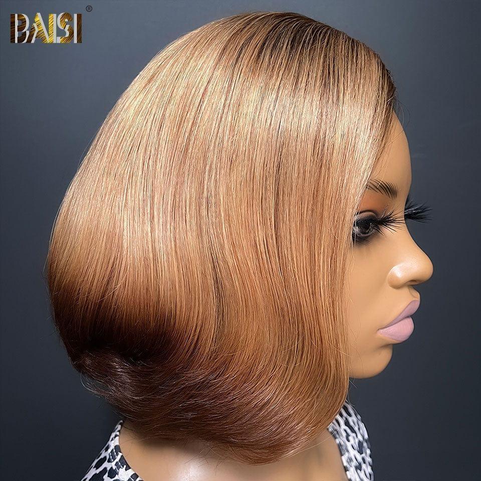 BAISI  Perruque Lisse bob Coupe personnalisée 10 pouces 98€ Pré-plucked Pas Besoin de Colle en 100% Raw Hair Lace déjà couper 300% densité plus de 20 ans d' utilisations FR38