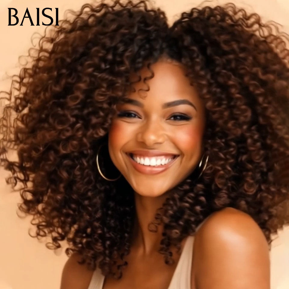 BAISI lot de Perruque 2 Bonne Qualité 149€ (curly wave frontale 16p + finger wave sans colle ) ou Pixie 13X4 lace Lisse  66€ Coiffure moitié prix 100% Cheveux Humains MP50
