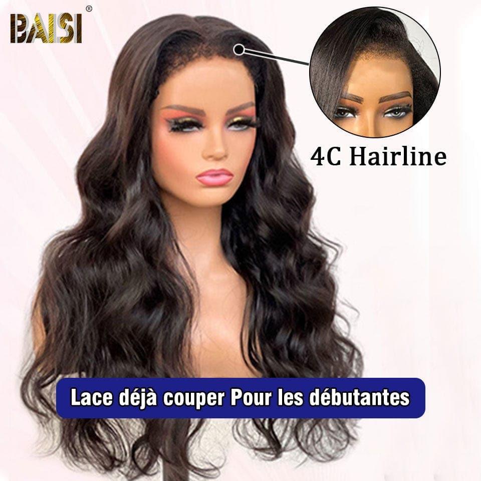 BAISI 4X6 lace frontal wig Body Wave high end with baby hair natural glueless lace 100% real human hair 4C Hairline
