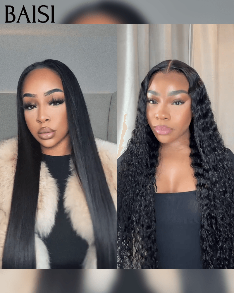 BAISI vendita flash 2 parrucche 270€ 4x4 curly wave e 13x4 liscia 12 pollici o 2 parrucche 349€ 13X4 lace 20 pollici curly e liscia metà prezzo in 100% veri capelli umani mp50