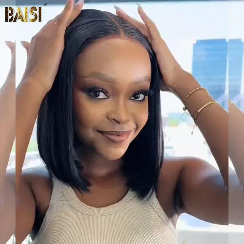 BAISI 20 pouce 139€ prix recommandé lace frontal Body wave ou Bob Perruque Lisse 4x4 Straight Bob 8 Poucess 66€ moitié prix En 100% Cheveux Humains mp50