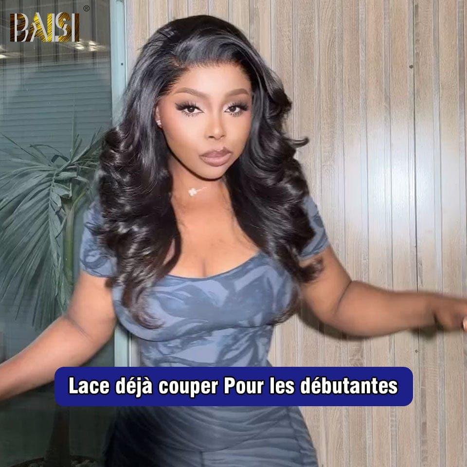 BAISI Achetez 2 perruques minimum au prix d'usine fournisseur Perruque Body Wave  Pré-plucked Pas Besoin de Colle en 100% Raw Hair Lace déjà couper(Pas Besoin de Code)