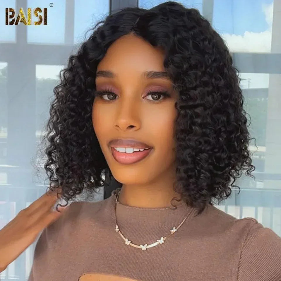 BAISI Achetez 2 perruques minimum au prix d'usine fournisseur 13X4 lace pixie en couleur Marron Mixte ou 4X4 Closure Perruque Naturelle Curly 200% Densité