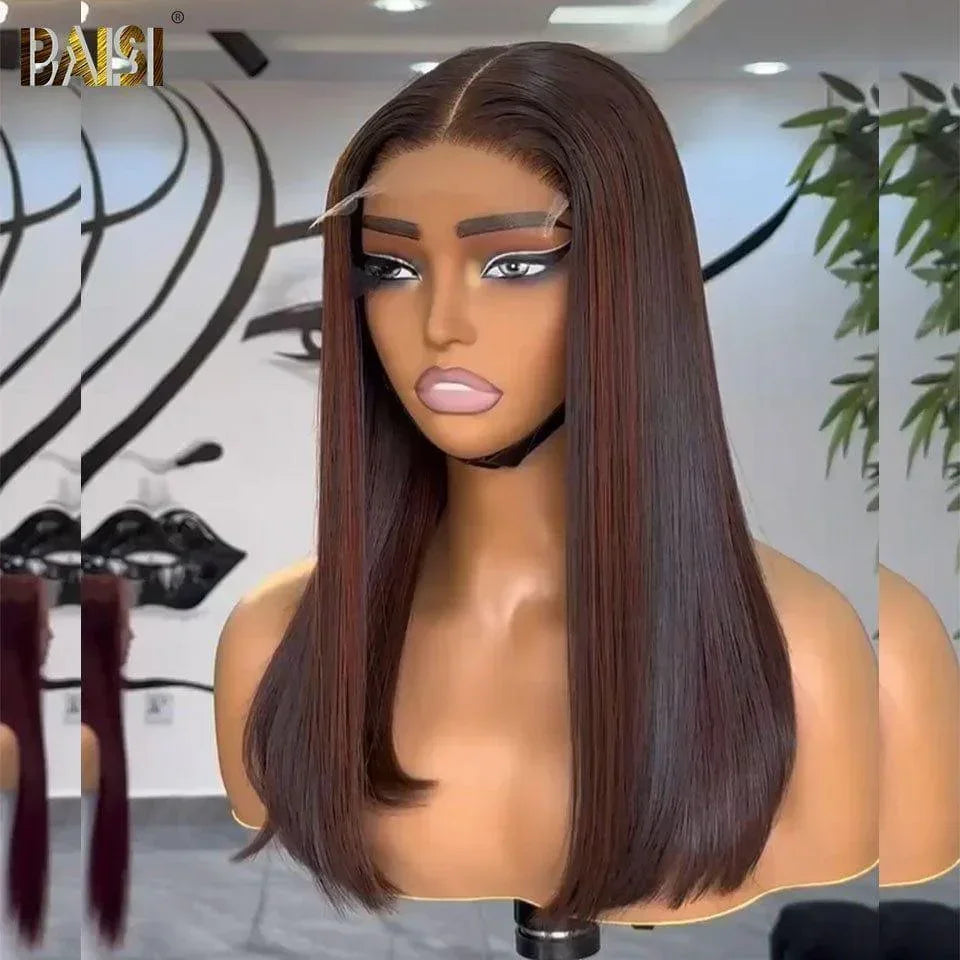 BAISI 4X4 Straight Bob Wig In color #1B#4 in 100% Raw Hair