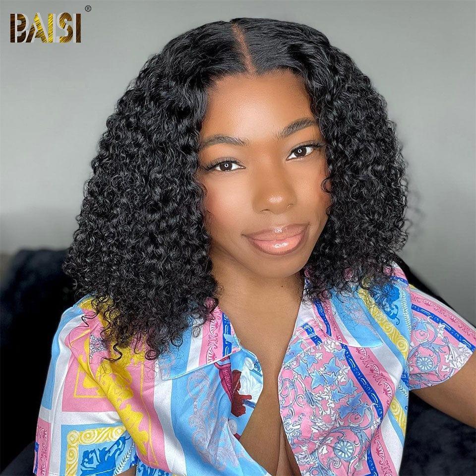 BAISI Achetez 2 perruques minimum au prix d'usine fournisseur en France TVA 0€ 48H arrivé 4x4 perruque bob Coupe carrée  Water Wave Pré-plucked Pas Besoin de Colle en 100% Raw Hair Lace déjà couper (Pas Besoin de Code)