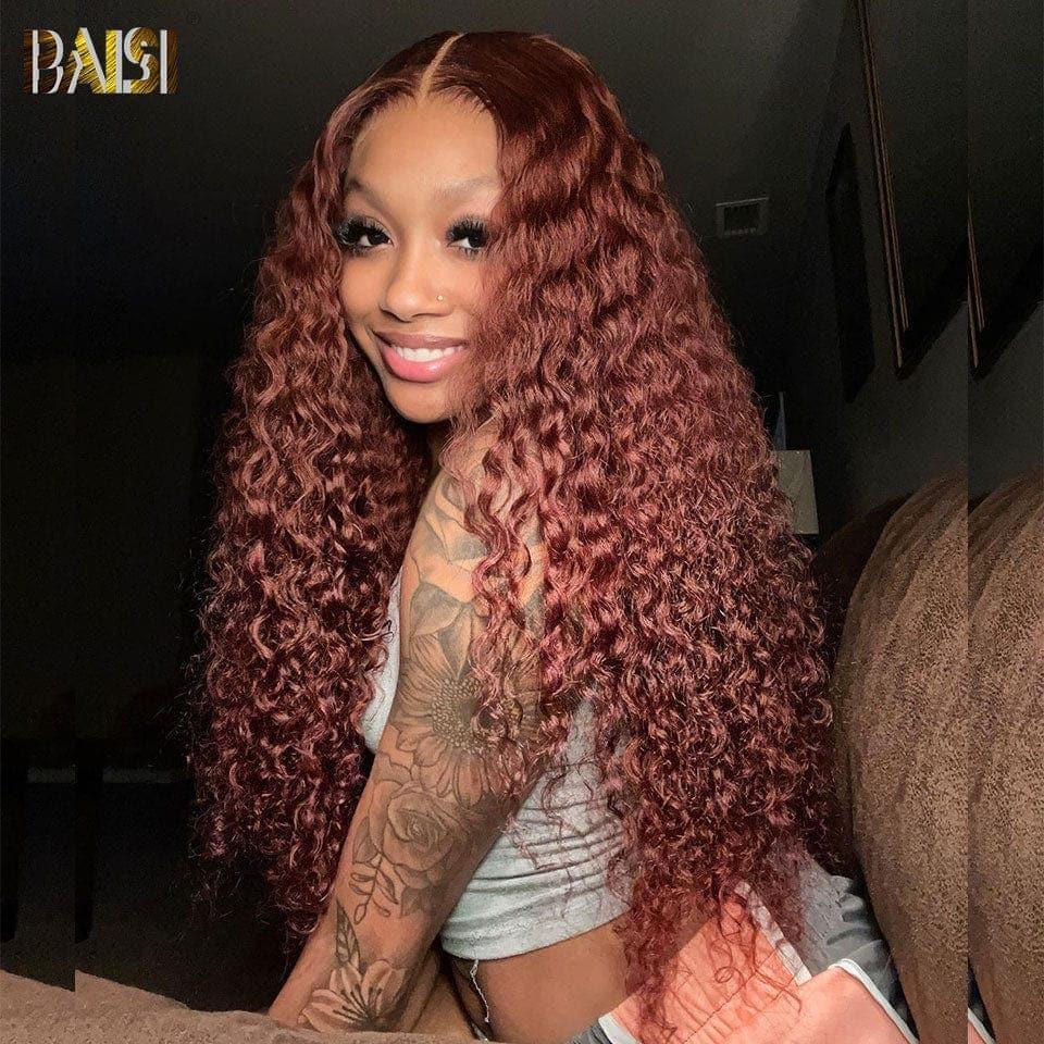BAISI 4x4 Frontal Curly Wig in Brown #4 Pre-Plucked No Glue Needed in 100% Raw Hair Lace Already Cut