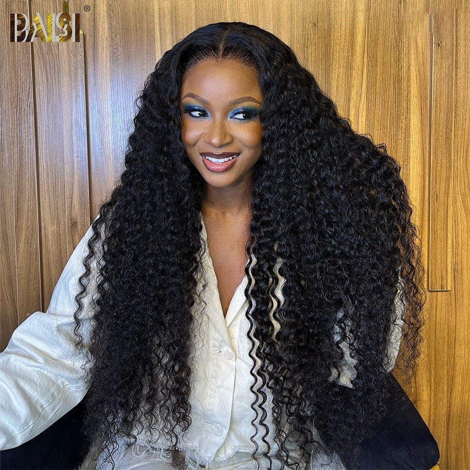 BAISI Achetez 2 perruques minimum au prix d'usine fournisseur 4x4  Perruque Deep Wave  Pré-plucked Pas Besoin de Colle en 100% Raw Hair Lace déjà couper(Pas Besoin de Code)