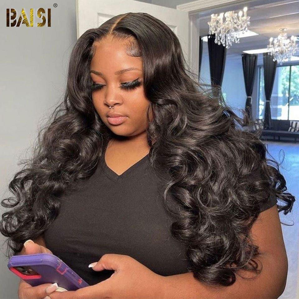 BAISI 4x4 closure perruque loose wave en 100% cheveux humains en cheveux indians brésiliens de bonne qualité