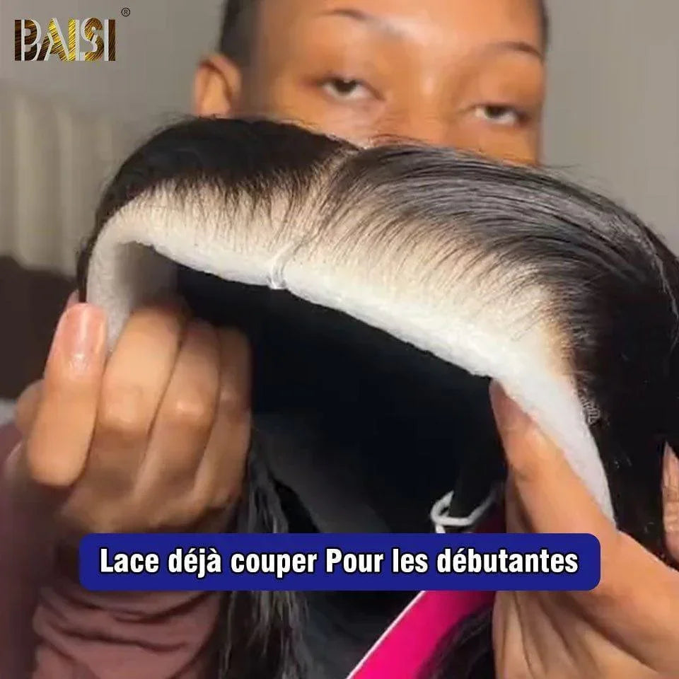 BAISI 4x4 Straight Wig in Black Glueless Lace Already Cut Easy to Wear 100% Human Hair