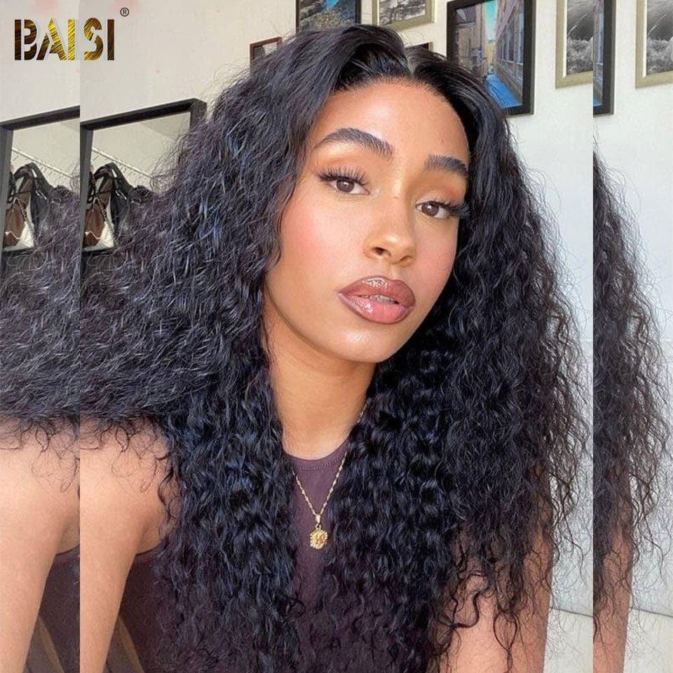 BAISI Peruca 4x4 Deep Wave 20 polegadas 189€ em preto, sem cola, lace já cortada, fácil de usar, 100% cabelo humano D