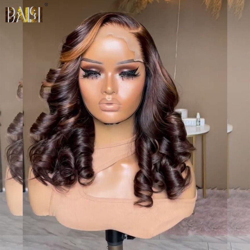BAISI 4X4 Lace Perruque BOB Loose Wave en Mixte #4/27 mèches