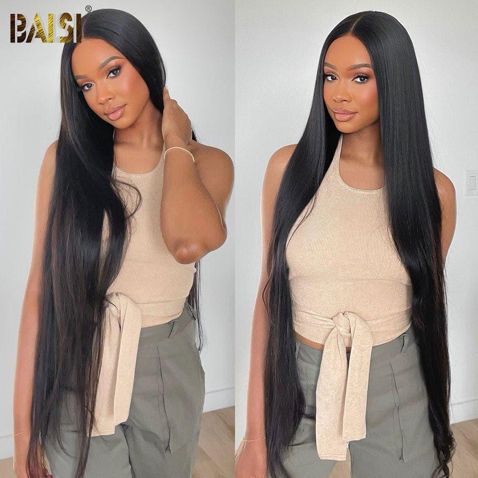 BAISI Perruques en France TVA 0€ Livraison gratuite 2-3 jours en Europe 100% Raw Hair 4X4 closure trop longue Lisse en 100% cheveux humains