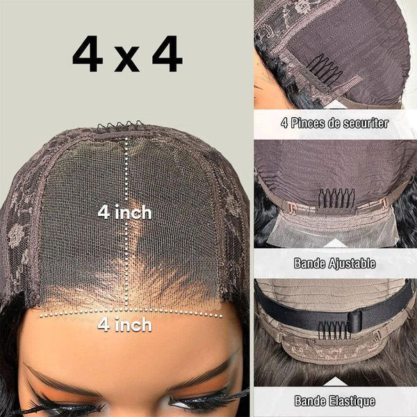 BAISI 4X4 Perruques de Luxe Haute Qualité 200% Densité  Lisse 12 Pouce Marron avec racine noir 1BT4# A1 Fabriquées par les cheveux double drawn mèches vièges volume plus de 20 ans d' utilisations