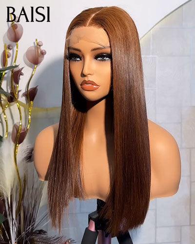BAISI Parrucca Riccia Deep Wave con Frangia 12 Pollici Colore 4#mix27# In 100% Capelli Veri Umani 106€ o 2X6 Liscia Marrone 16P 169€ Codice : BS120