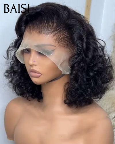 Parrucca frontale in pizzo 13x4 BAISI Onda profonda Castano chiaro in 100% veri capelli umani