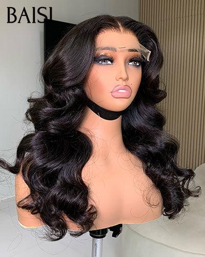 BAISI 5x5 HD lace Invisible  Perruque Body wave 250% Densité en Noir en 100% Cheveux Humains