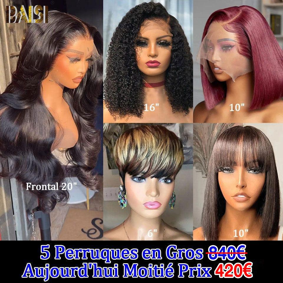 BAISI 5 parrucche a metà prezzo 420€ in Francia IVA 0€ Spedizione gratuita 2-3 giorni in Europa in 100% capelli umani