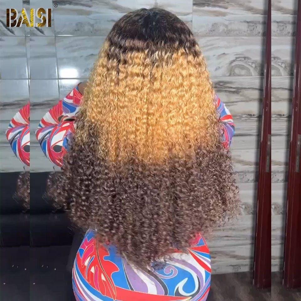 Parrucca riccia frontale in pizzo BAISI 13x4 nel colore #4#30#4 in capelli umani al 100%