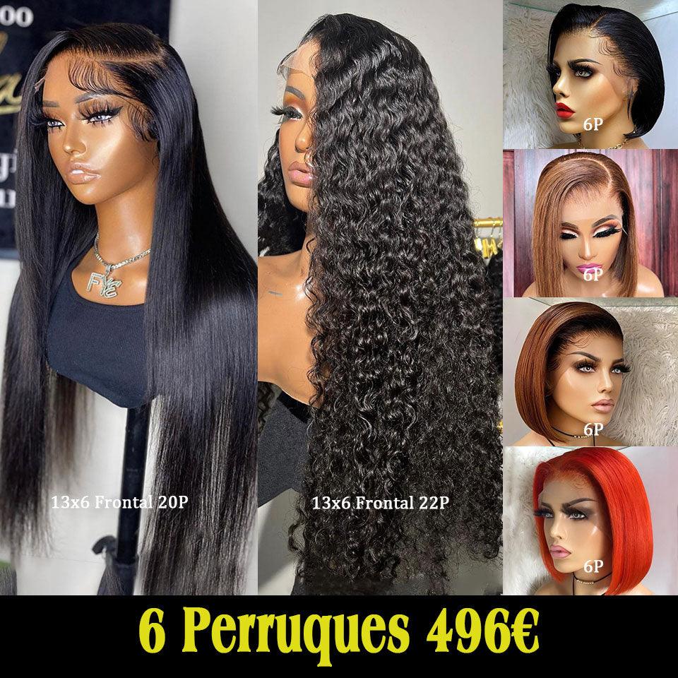 BAISI Compra 1 + 1 Gratis = 156€ 4x4 pizzo onda ad acqua 2 colori o 6 Parrucche Saldi 496€ in 100% capelli umani veri